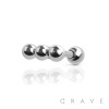 TINY TRIPLE BUBBLE BEAD 316L SURGICAL STEEL CARTILAGE BARBELL